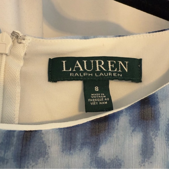 Lauren Ralph Lauren Blue Tie-Dye Georgette Ruffle Dress Bell Sleeve Women’s 8 - Picture 3 of 9